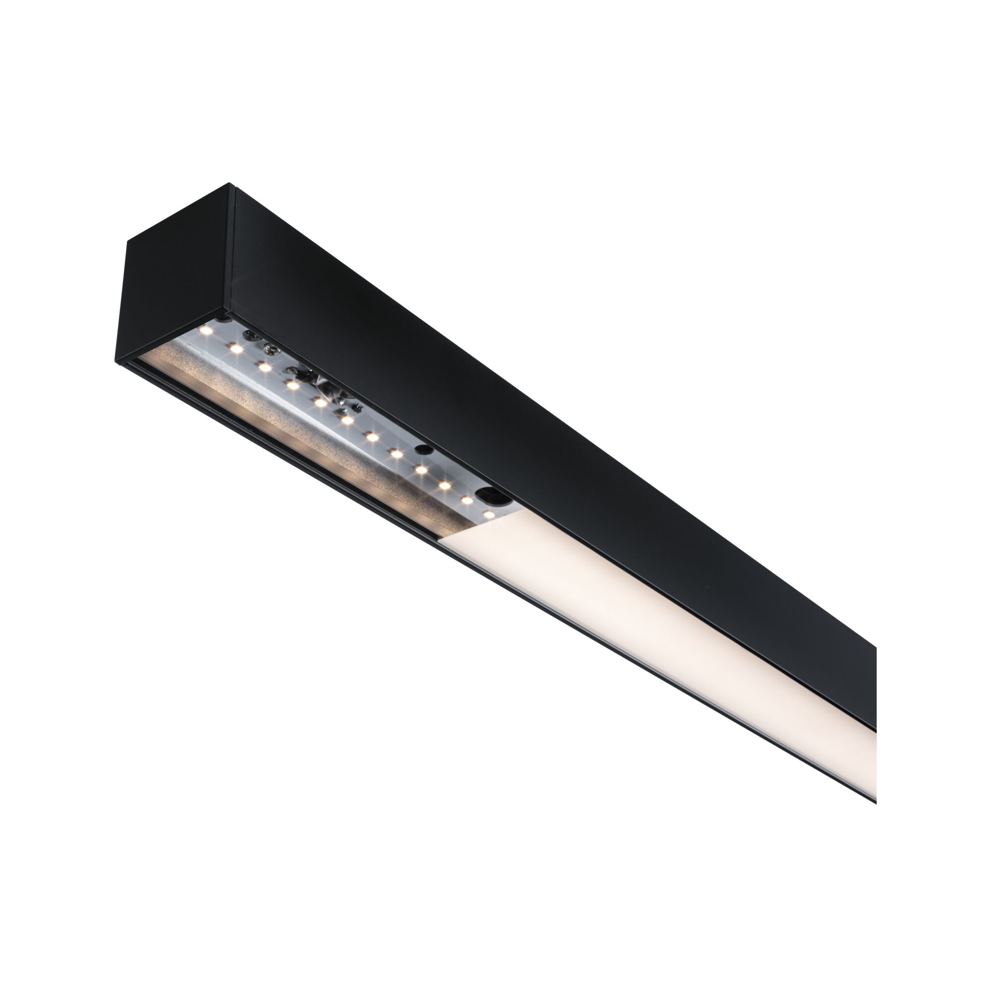 Schwarze LED-Deckenleuchte aus Metall mit diffuser Abdeckung für modernes Raumlicht