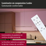 Luminaire suspendu Lesko en métal avec télécommande pour gradation continue dans cuisine moderne