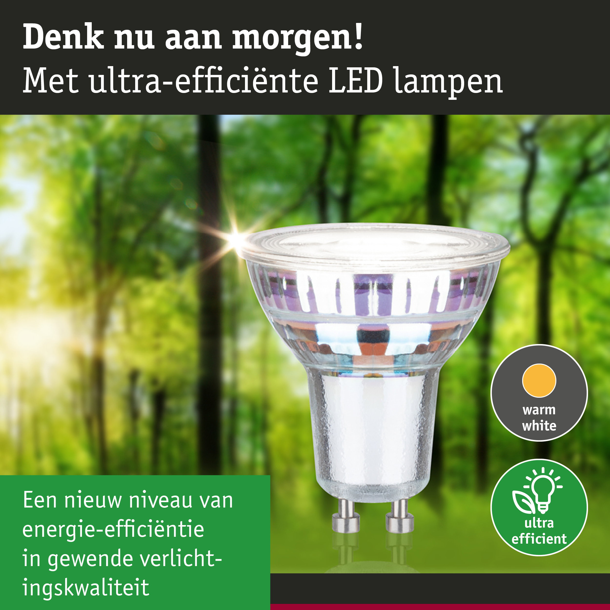Heldere LED-lamp met GU10-fitting en warm wit licht voor energiezuinige verlichting