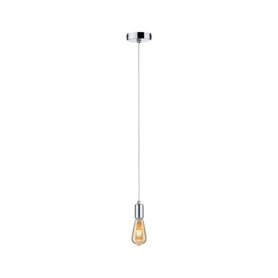Suspension moderne avec support chromé et ampoule vintage blanc chaud pour espaces de vie.