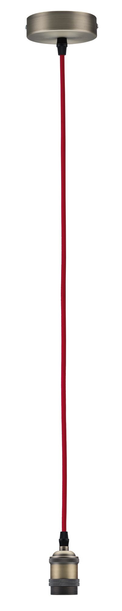 Pendant socket Fabric cable E27 max. 60W Red/Brushed nickel