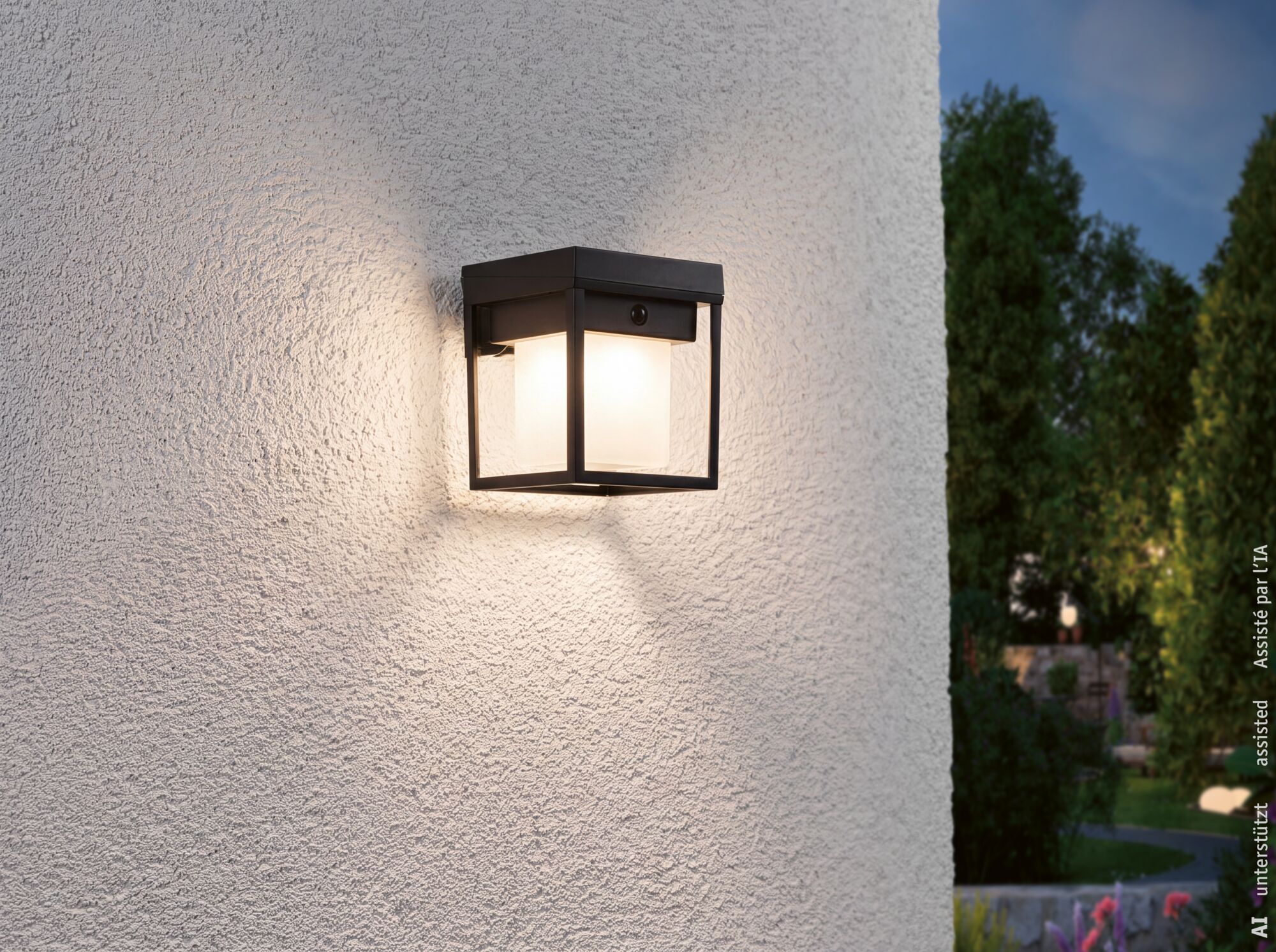 Solar LED-wandarmatuur voor buiten Ferrara IP44 hoekig 121x156mm 3000K 4,2W 400lm 3,7V Zwart
