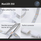 Bande LED MaxLED 250 avec 30 LEDs/m, ruban adhésif, coupable tous les 16,7 cm, facile à connecter