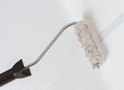 Farbroller mit schwarzem Griff und weißem, texturiertem Farbwalzenbezug für präzises Streichen von Wänden.