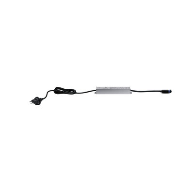 Alimentation électronique en aluminium argenté avec câble noir et prise pour éclairage LED