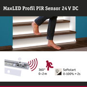 MaxLED Profile PIR Sensor 24 V DC with motion detector for LED strips, 360° detection, soft start