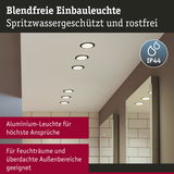 Blendfreie Einbauleuchte aus Aluminium in Weiß, spritzwassergeschützt für Feuchträume und Außenbereiche