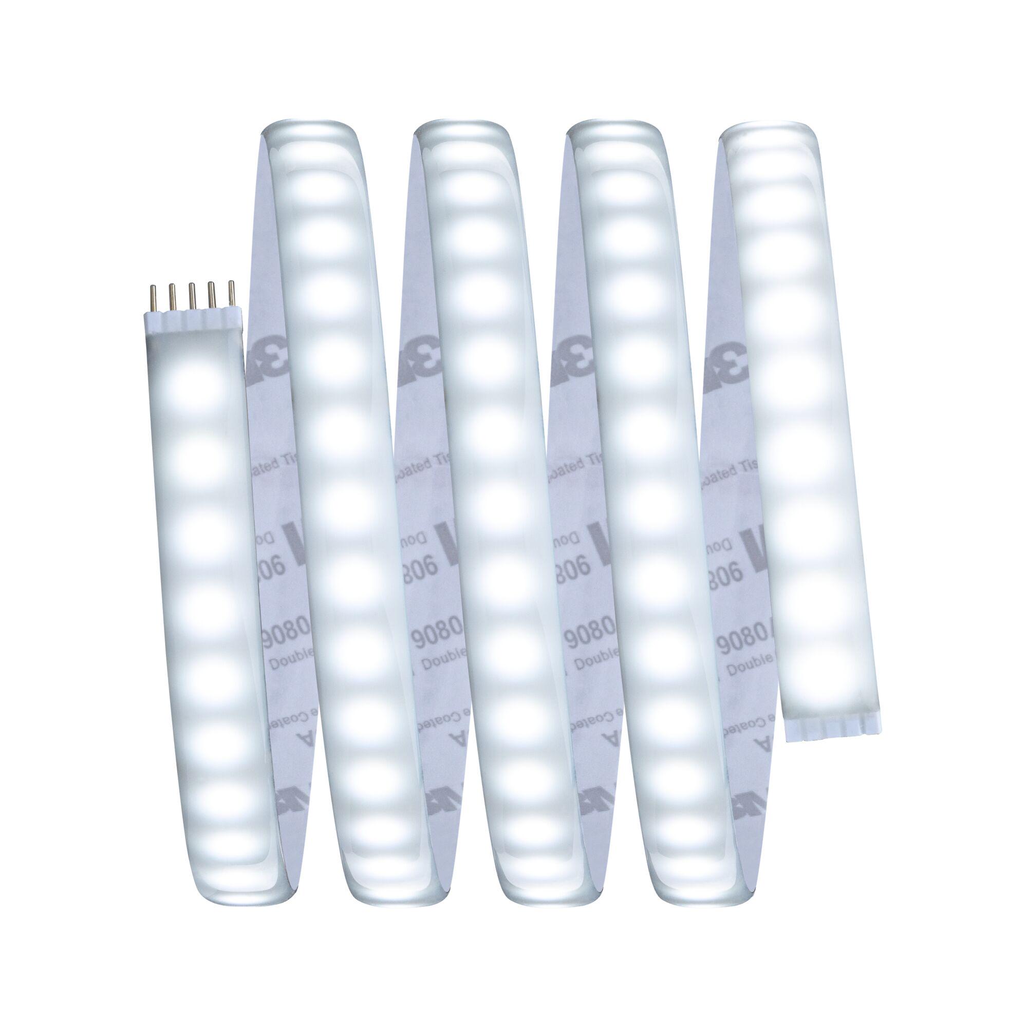 Flexible white LED strip with 5-pin connector for versatile lighting applications