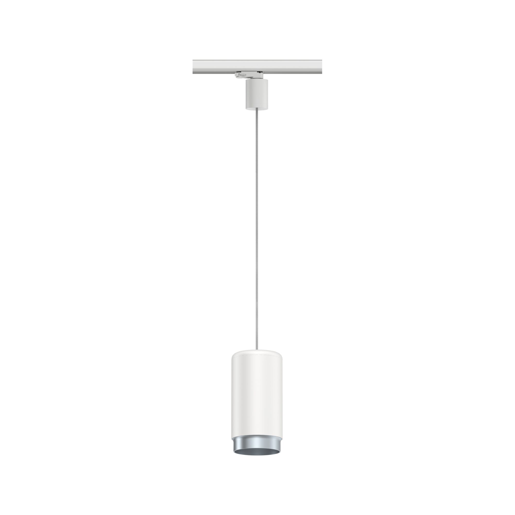 Weißer LED-Pendelleuchte aus Metall mit silbernem Reflektor für moderne Innenbeleuchtung