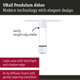 White URail Pendulum Aldan LED pendant light with adjustable height and sharp light cone for modern interiors