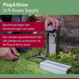 24V Plug & Shine metalen voeding in zilver voor waterdichte buitenverlichting