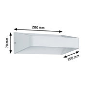 White aluminum wall light 200x70x100 mm with modern design for indoor lighting