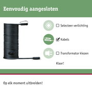 Zwart verlengkabel met connector voor flexibele verlichtingsoplossingen