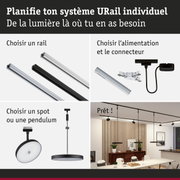 Système de rail URail modulaire en noir et blanc avec plusieurs options d'éclairage pour intérieur moderne