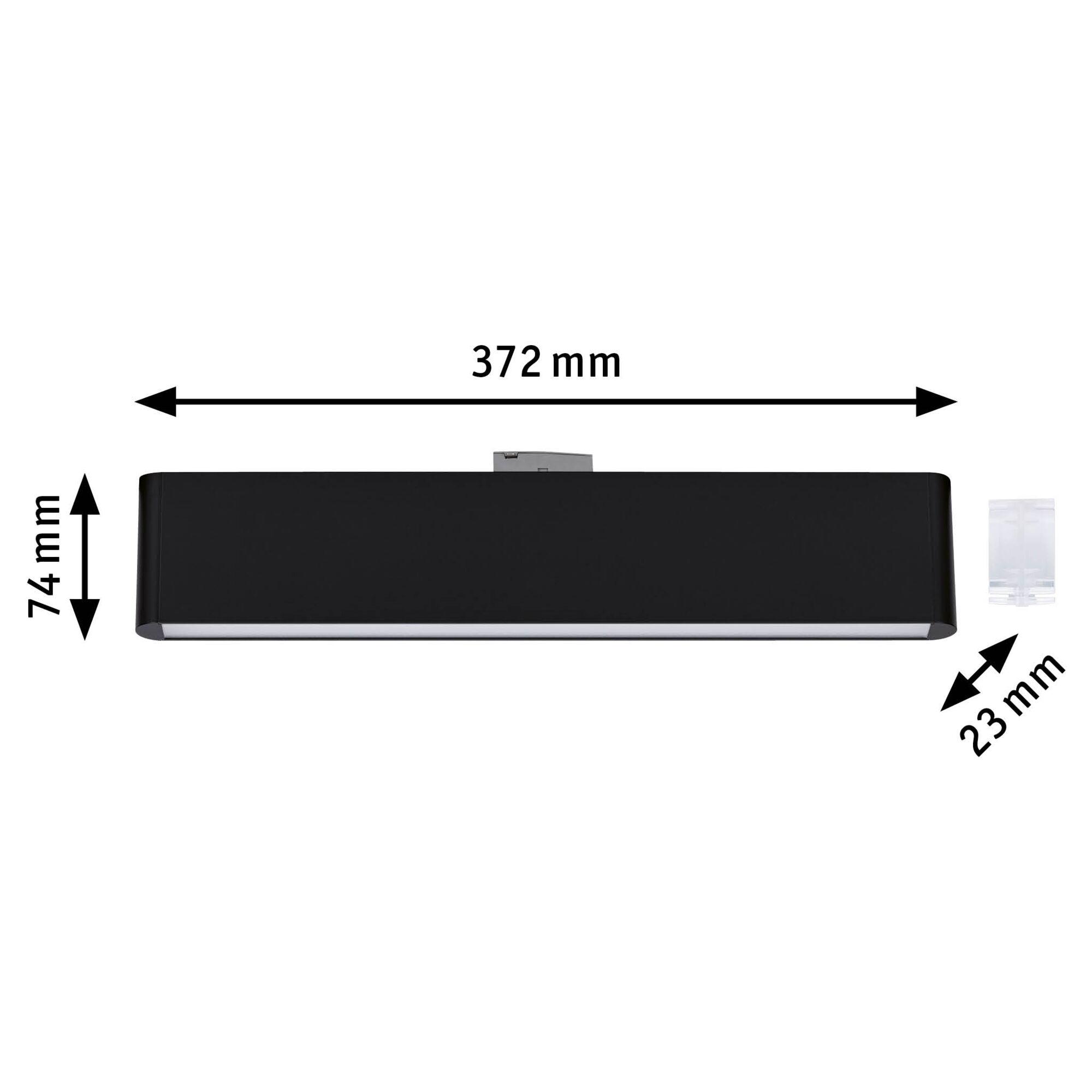 Schwarze LED-Unterbauleuchte aus Metall mit 372 mm Länge und 74 mm Höhe für moderne Beleuchtung