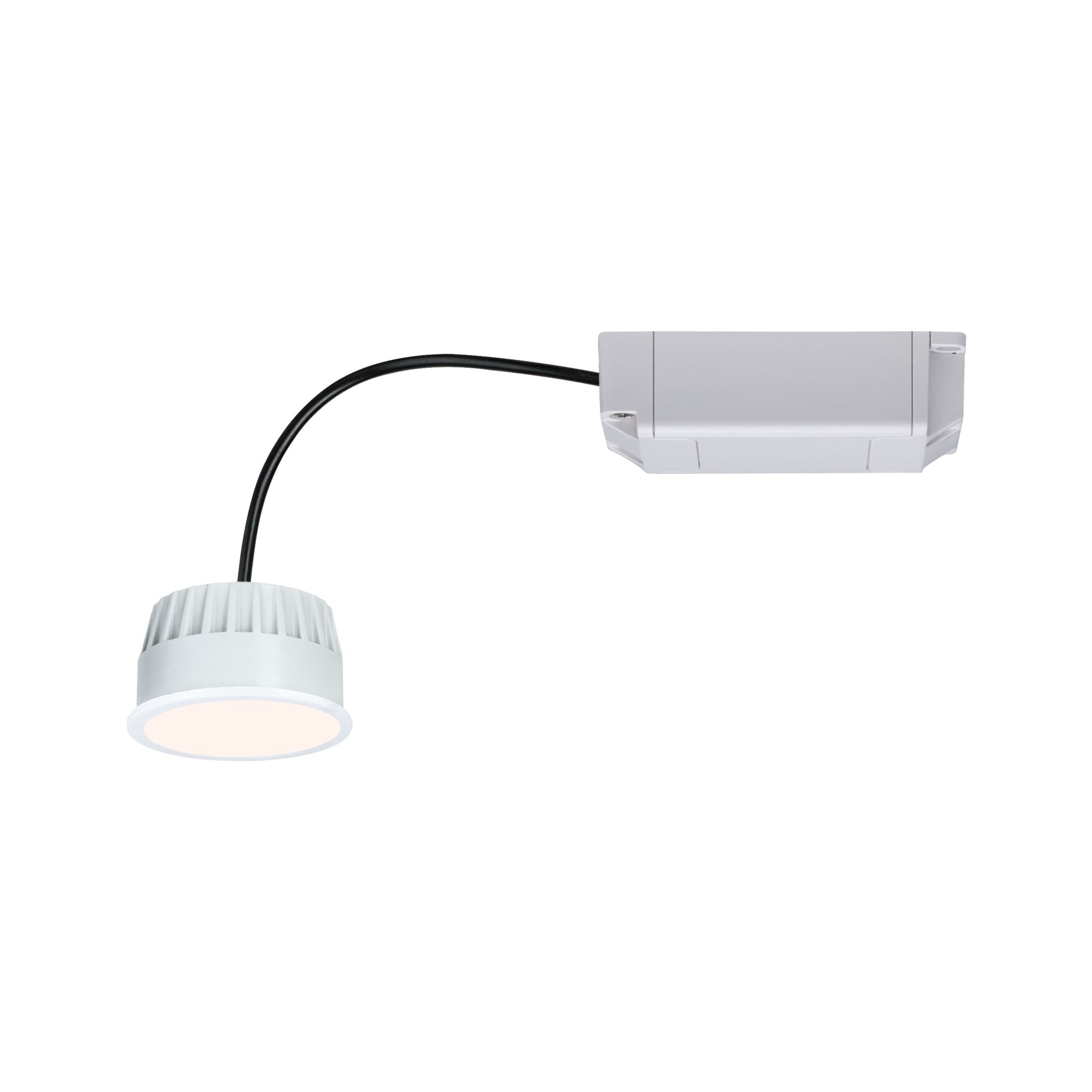 Weißer LED-Einbaustrahler mit Kühlkörper und Anschlussbox, energiesparende Beleuchtungslösung