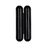 Black plastic casing with two elongated compartments, electronic assembly accessory