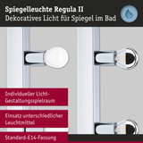 Spiegelleuchte Regula II mit chromfarbenem Metallrahmen und Standard-E14-Fassung für Badspiegelbeleuchtung