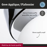 Applique Gove en verre opalin mat avec verre à baïonnette amovible et indice de protection IP44