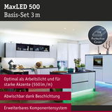 MaxLED 500 LED-Lichtband 3 m mit Schutzabdeckung, dimmbar, ideal für Küchenarbeitslicht und Akzente