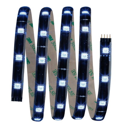 Bande LED flexible avec LEDs blanches sur ruban noir pour éclairage décoratif et projets DIY