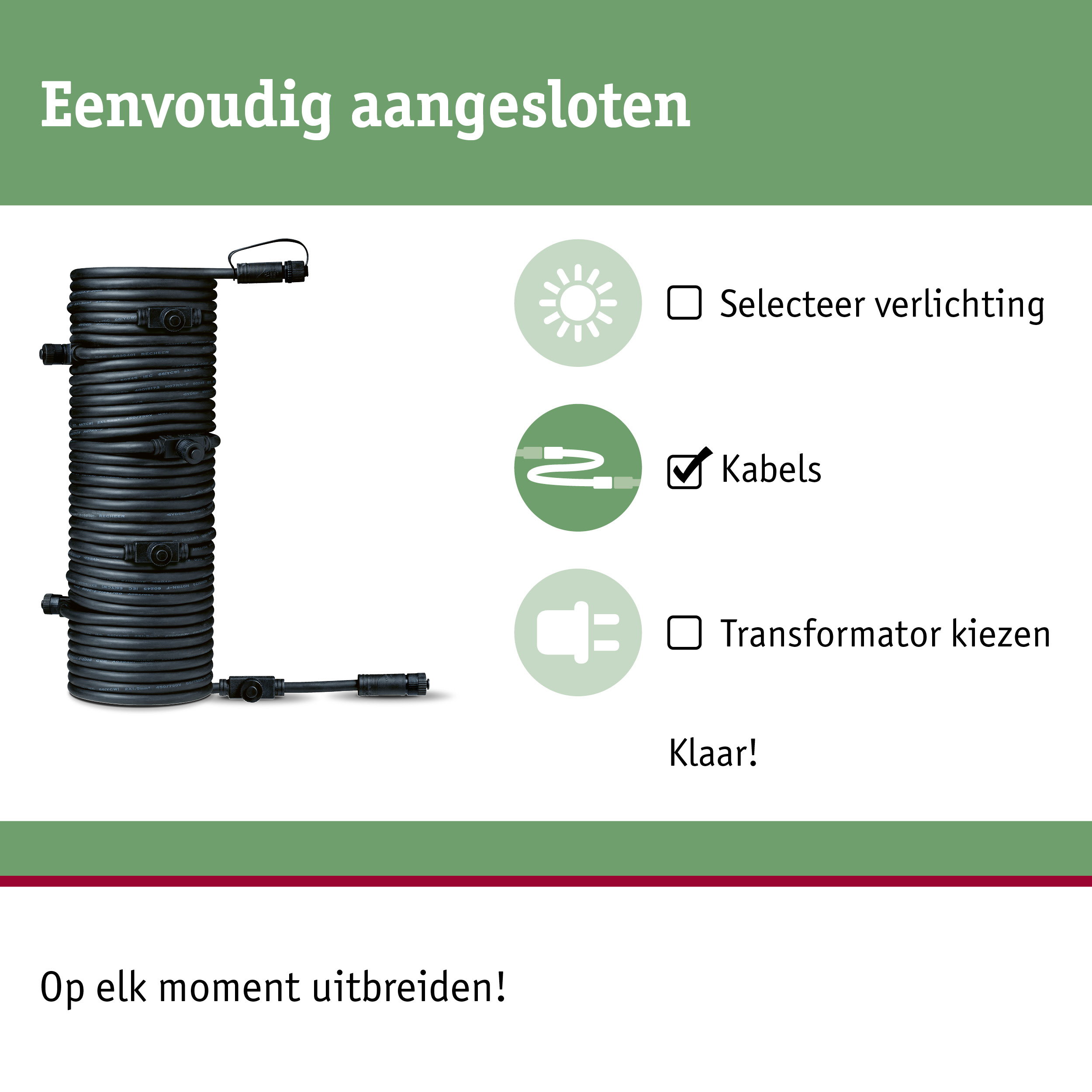 Zwart verlengkabel met stekkers voor flexibele verlichtingsoplossingen en kabelbeheer