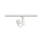 White metal LED spotlight for track systems, modern adjustable spot for accent lighting