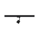 Black metal LED spotlight on track system for flexible indoor lighting solutions