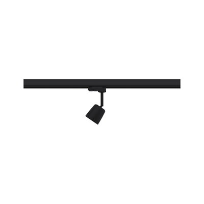 Black metal LED spotlight on track system for flexible indoor lighting solutions