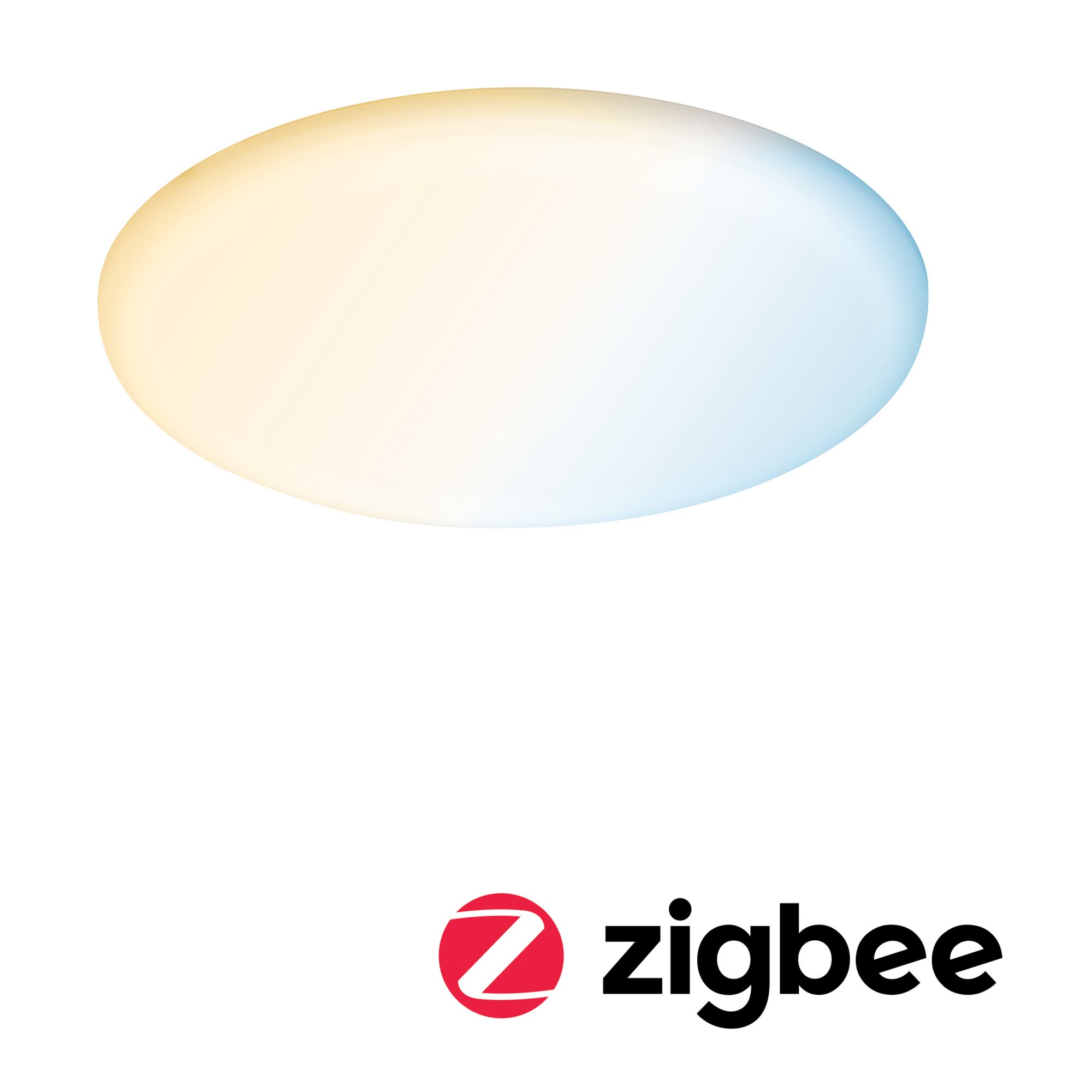 VariFit Panneau encastré LED Smart Home Zigbee 3.0 Veluna IP44 rond 215mm 17W 1300lm Tunable White Satiné gradable Plafonnier rond avec lumière blanche chaude et froide pour commande Zigbee intelligente