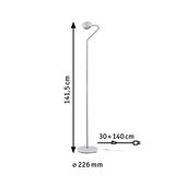 Witte metalen vloerlamp met verstelbare kop, 141,5 cm hoge LED staande lamp met snoer.