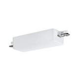 Witte kunststof behuizing met metalen aansluitingen voor LED-rails verlichtingssystemen