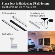 Modulares URail-Schienensystem in Schwarz und Weiß mit Spots für individuelle Lichtplanung im Wohnraum
