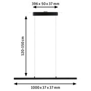 Zwarte LED-hanglamp met verstelbare hoogte 67-150 cm en afmetingen 1000x37x37 mm
