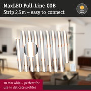MaxLED Full-Line COB 2.5m warm white LED strip, 10mm wide for use in delicate profiles