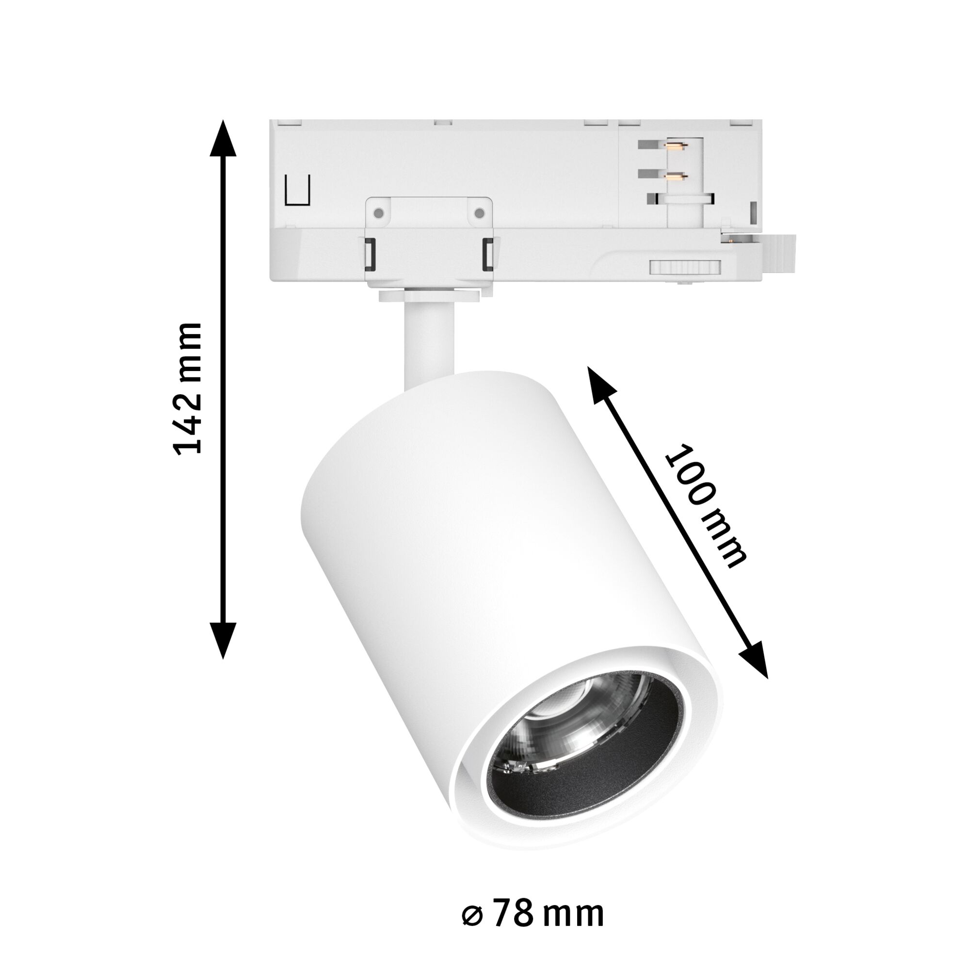 Weißer LED-Strahler aus Metall mit 142 mm Höhe und 78 mm Durchmesser für moderne Innenbeleuchtung