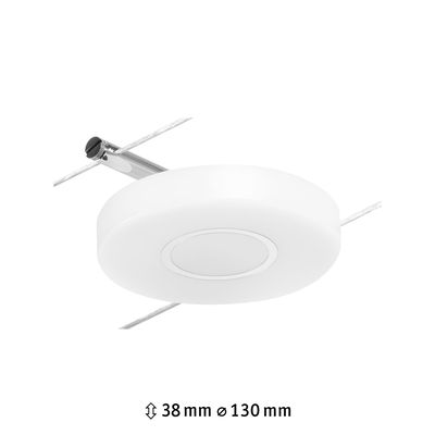 Rund hvid LED-kabelbelysning med metalbeslag, 38 mm høj, 130 mm i diameter, moderne belysning
