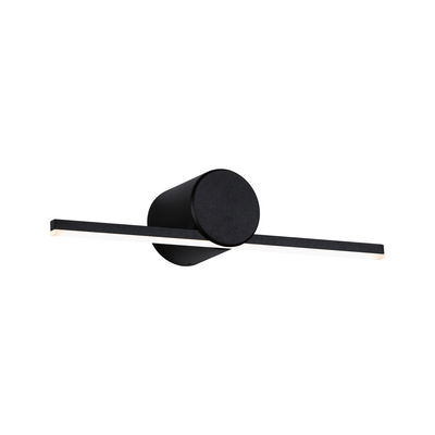 Black metal LED wall light with long slim bar for modern indoor lighting and home decor