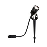 Black metal LED garden spotlight with ground spike for outdoor and accent lighting