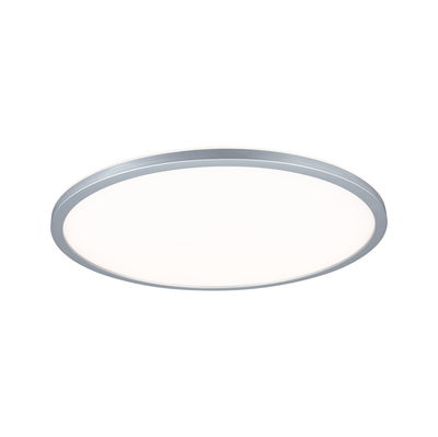 Plafonnier LED rond avec cadre en aluminium argenté et diffuseur blanc pour éclairage moderne