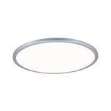 Round LED ceiling light with silver aluminum frame and white diffuser for modern room lighting