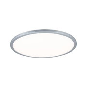 Round LED ceiling light with silver aluminium frame and white diffuser for modern room lighting