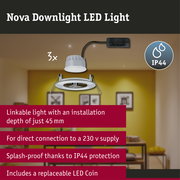 LED Downlight 3-Step-Dim Nova Coin Basic Set Rigid IP44 round 78mm Coin 3x6W 3x470lm 230V dimmable 2700K Brushed iron