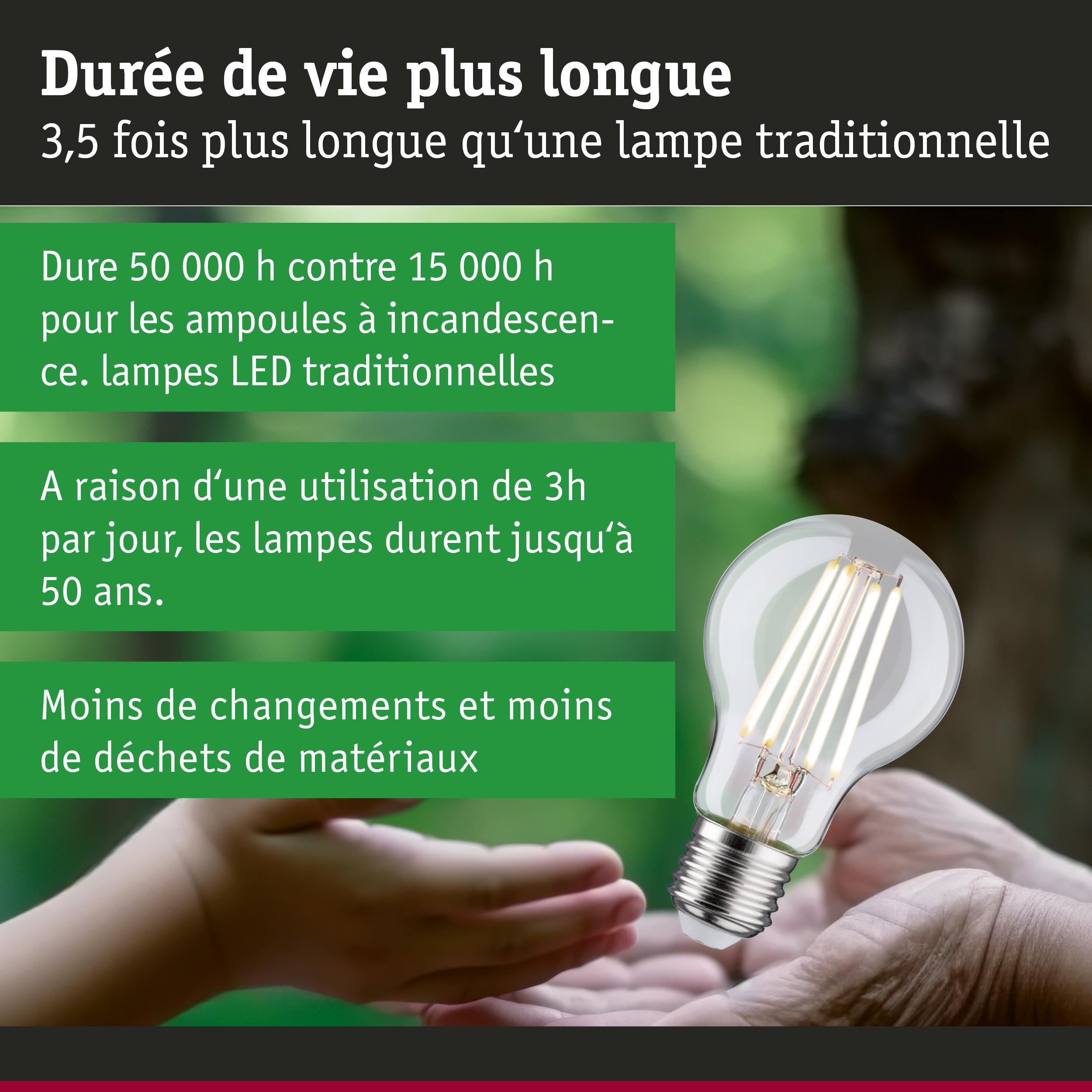 Ampoule LED à longue durée de vie, 3,5 fois plus longue qu’une lampe traditionnelle, éclairage économique