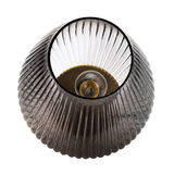Smoked glass ceiling light with ribbed design and visible bulb for modern interior lighting