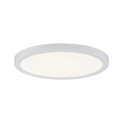 Round white LED ceiling light made of plastic with even illumination for living spaces