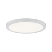 Round white LED ceiling light made of plastic with even illumination for living spaces