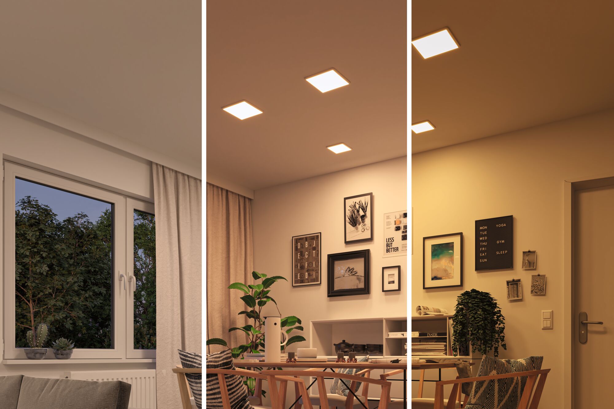 VariFit Panneau encastré LED Dim to Warm Areo IP44 carré 175x175mm 13W 1200lm 3 Step Dim to warm Blanc dépoli gradable