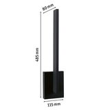 Schwarze LED-Wandleuchte aus Metall mit schlankem Design und Maßen 485x115x80 mm für moderne Beleuchtung