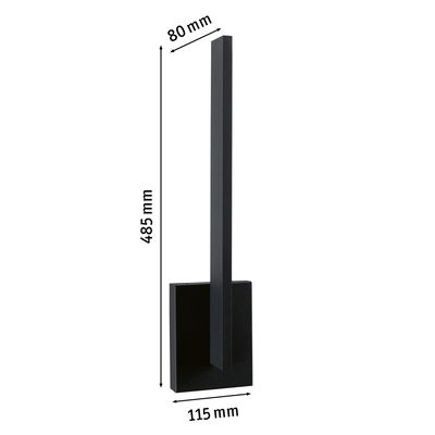 Schwarze LED-Wandleuchte aus Metall mit schlankem Design und Maßen 485x115x80 mm für moderne Beleuchtung